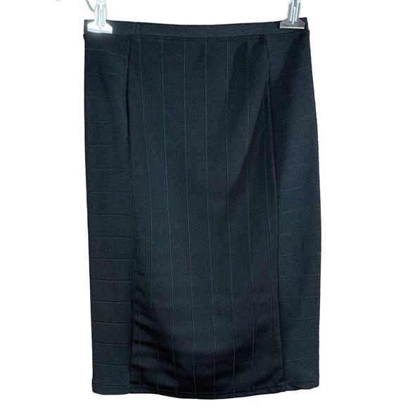 Zara W&B Collection Black Ribbed Striped Bandage Pencil Skirt Women's Sz S - Picture 3 of 6